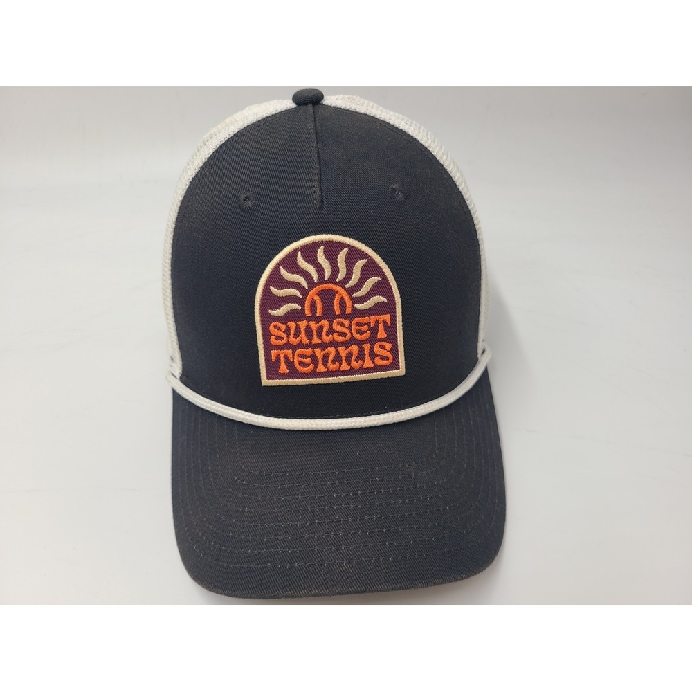 Sunset Tennis Nike Rise‎ Cap Rope Mesh Trucker Snapback Hat Club Men Black White